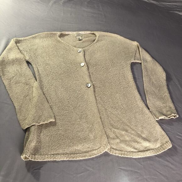 Vintage Women's LL Bean Linen Knit Cardigan Shell Buttons Women’s Size Large - Picture 9 of 9